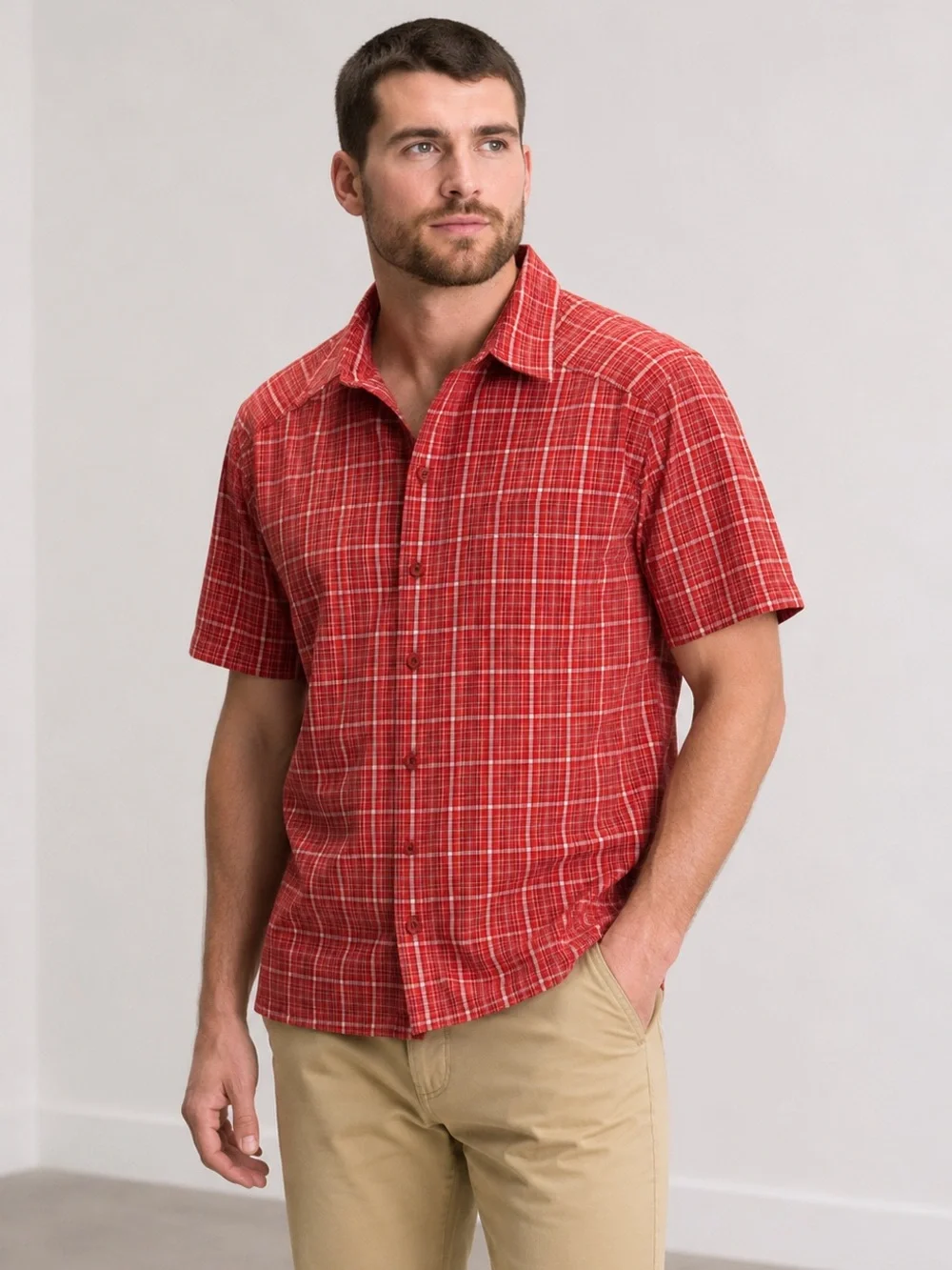 The North Face Red Plaid Short Sleeve Hiking Shirt Outdoor Camp Gorpcore Size M